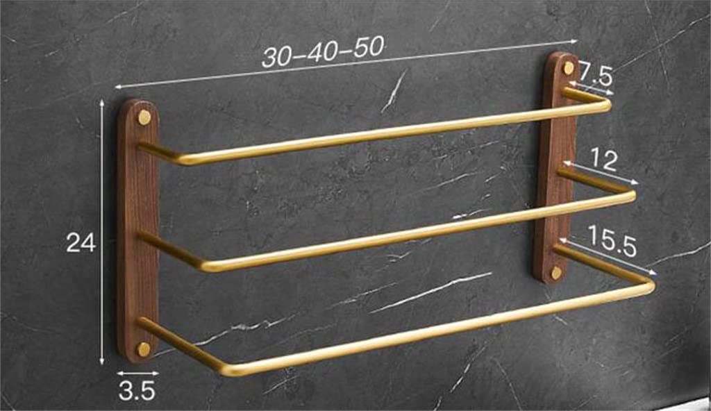 Portasciugamani da Bagno in Alluminio da Parete 30/40/50 Cm Portasciugamani in Legno Accessori da Bagno (A 30CM)