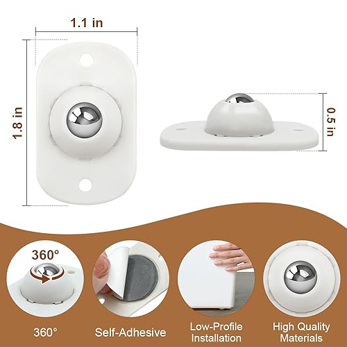 Miniatura 6 de Ruedas giratorias autoadhesivas, mini ruedas giratorias de 360, rodillo universal de rotación suave para basura, caja de almacenamiento, muebles
