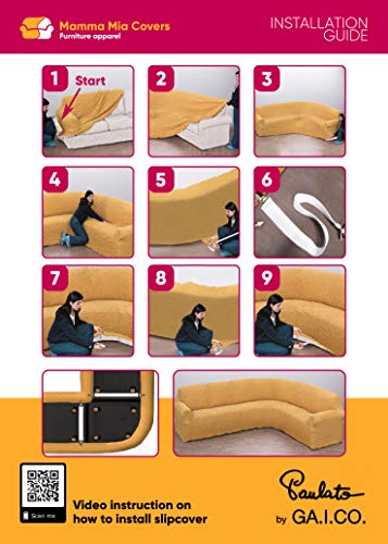 Sectional Sofa Cover - Corner Sofa Slipcover - Soft Polyester Fabric Slipcovers - 1-Piece Form Fit Stretch Furniture Cover - Microfibra Collection (Corner Sofa, White) - Thumbnail 7