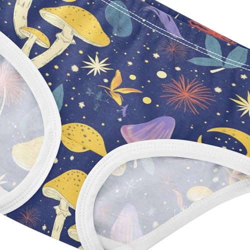 Wusikd Mushrooms Girls' Underwear Cotton Moons Girls Briefs Soft Toddler Underwear 2T4