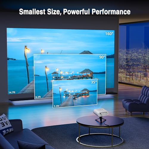 Mini Beamer mit Stativ, VISSPL 12000 Lux Beamer Klein unterstützt Full HD 1080P, 50% Zoom, ±15° Trapezkorrektur, Handy Beamer Kompatibel mit HDMI, USB, AV, iOS, Android, PC, TV-Stick – Bild 6