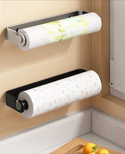 Miniatura 5 de YOTWENK Paquete de 2 soportes para toallas de papel debajo del gabinete para cocina, soporte de pared para toallas de papel, soporte de rollo de