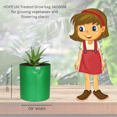 Image of HDPE UV Treated 340 GSM Plant Growing Bags for Terrace Gardening Easy to Use 09 x 09 Inch - Pack of 5