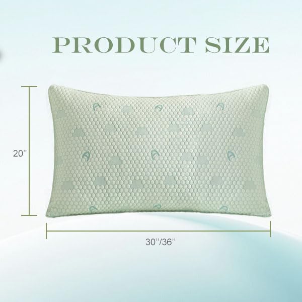 Miniatura 8 de ACCURATEX Juego de 2 almohadas refrescantes de espuma viscoelástica para dormir, tamaño Queen, almohadas esponjosas ajustables con funda extraíble,