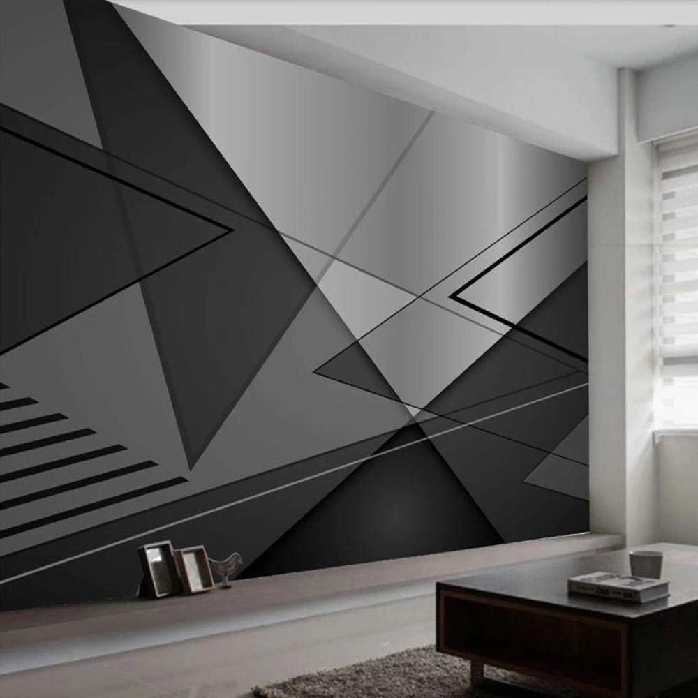 Papel Pintado 3D Personalizado Para Paredes Moderno 3D Estereoscópico Negro Gris Arte Geométrico Mural Dormitorio Sala De Estar Tv Fondo Decoración De Pared,300*210Cm