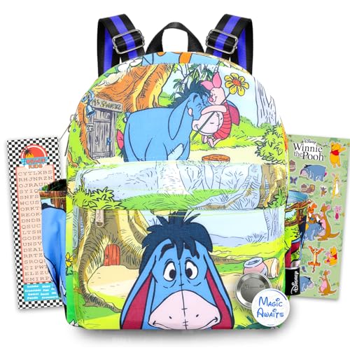 Eeyore Mini Backpack for Women Set - Bundle with 12 Winnie the Pooh Small Backpack Plus Button | Disney Eeyore Small Bag for Women Teens Girls