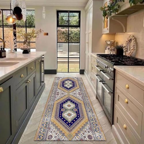 Alfombra pasillo para cocina y entrada en tono azul envejecido 3