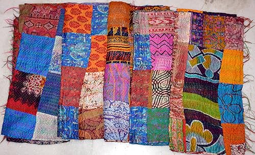 Marusthali Indian Sari Scarf Patchwork Reversible Kantha Stole Printed Vintage Shawl Scarf2