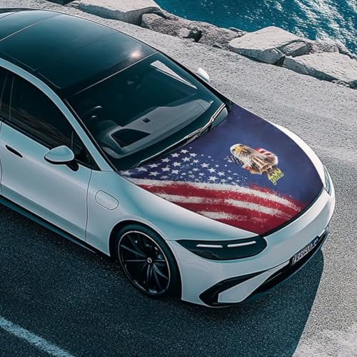 Image of 59x39 Inch Hood Cover for Compact Sedan SUV Trucks Stretchable Car Hood Wrap Blankets USA 250th Birthday Auto Banner Waterproof Auto Exterior Accessories