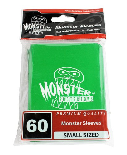 Sleeves - Monster Protector Sleeves - Smaller Size Gloss Finish w/Logo - Green (Fits Yugioh and Other Smaller Sized Gaming Cards)