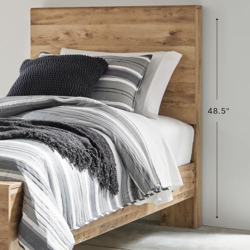 Image of Signature Design by Ashley Hyanna Rustic Farmhouse Twin Panel Bed Frame | Warm golden oak finish over durable engineered wood, Ideal rustic styling for kids and youth bedrooms