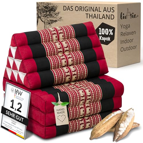 livasia Thaikissen mit 3 Auflagen - 175x50x8cm - Dreieckskissen mit