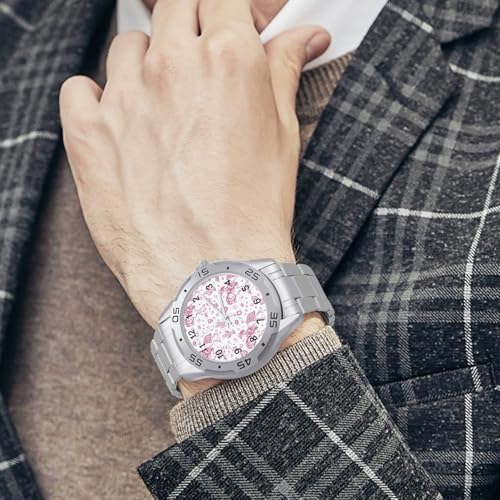 Girls on Horse Back and Cactus Simple Stainless Steel Band Business Watch Dress Wrist Unique Luxury Work Casual Waterproof Watches4