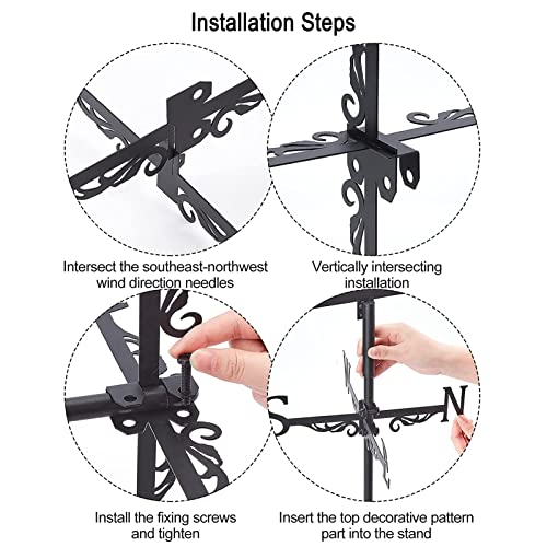 Veleta metálica para tejado e indicador de viento de jardín 7