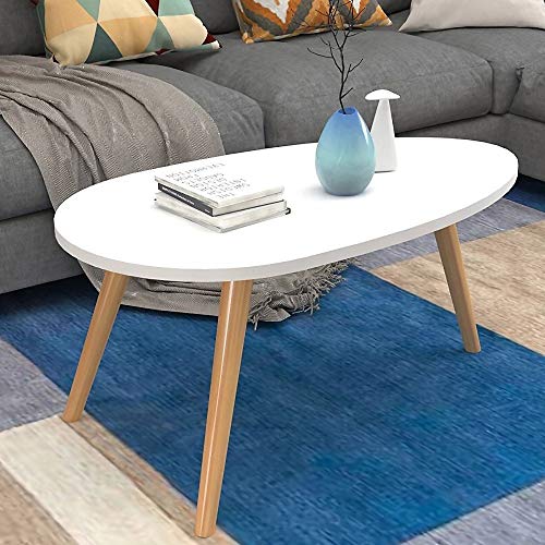 HOIHO Nordic Oval Wood Coffee Table Single Layer Cocktail Table Simple