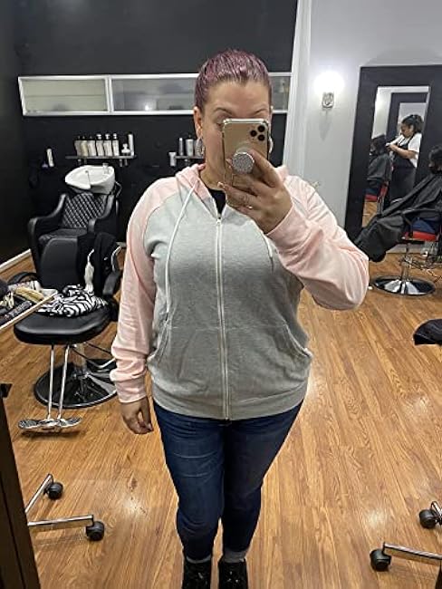 Ezbelle Women's Color Block Zip Up Hoodie Sweatshirt Casual Long Sleeve Jacket Sweater with Pockets