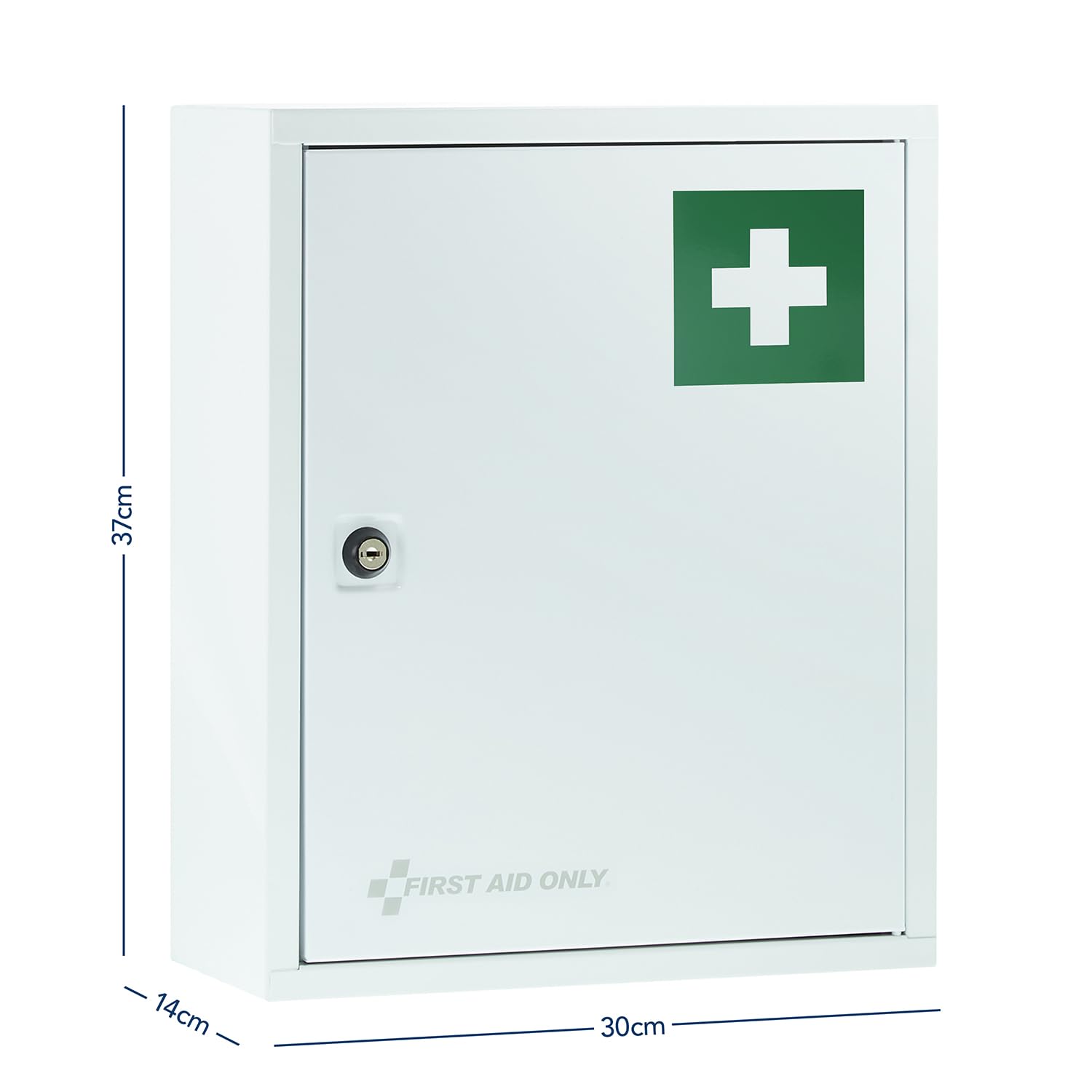 First Aid Only Botiquín Metálico Blanco con 2 Compartimentos | Armario para Medicamentos con Cerradura | Armario de Pared para Medicinas 37 x 30 x 14 cm | P-10200 00