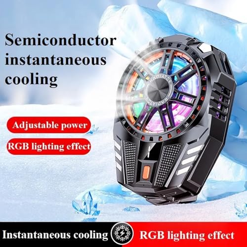 Image of Elfora Mobile Cooler | Phone Cooler | Gaming Mobile Cooler | Fast Cooling With Advanced Cooling Chip & Built-In LED Temperature Display Compatible For Android & IPhones | Black, 20x20x4 Cm