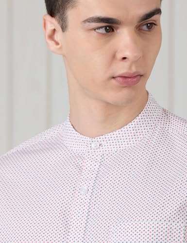 Image of Amazon Brand - Symbol Men Cotton Casual Printed Shirt| Mandarin Collar | Regular Fit | Printed | Full Sleeve | Available in Plus Sizes