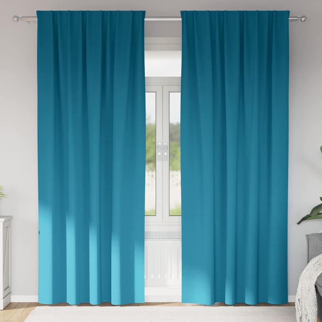 Cortinas opacas con anillas y ojales, 2 unidades, color turquesa, 245 x 140 cm, poliéster, para salón, dormitorio, habitación infantil, con protección visual y protección térmica contra el