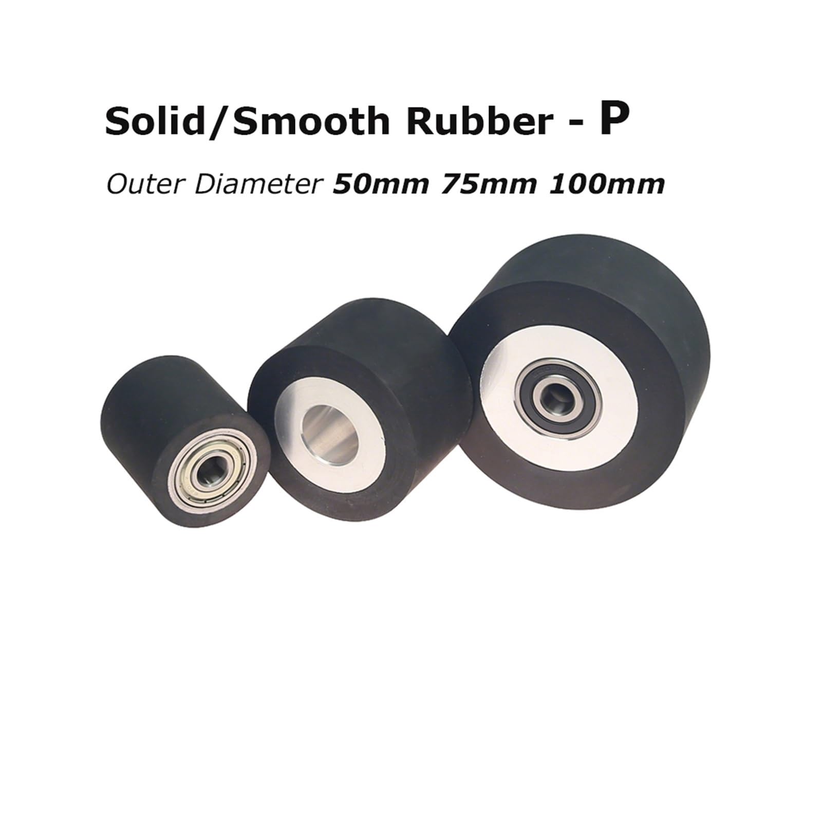 1 Uds Dia.50mm/75mm/100mm * 50mm de ancho rueda pequeña aluminio recubierta goma correa amoladora contacto activo(K75x50x25mm)