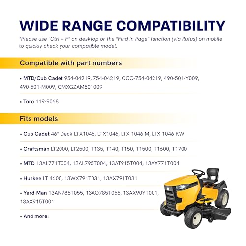 Image of [Upgraded Grip120] Canamax 754-04219 954-04219 Mower Deck Belt for 46 Inch Deck Cub Cadet LTX 1045 LTX 1046 Troy Bilt Horse XP Bronco Craftsman T1600 T140 | Aramid Cord | 1 /2 inch x 103.4 inch