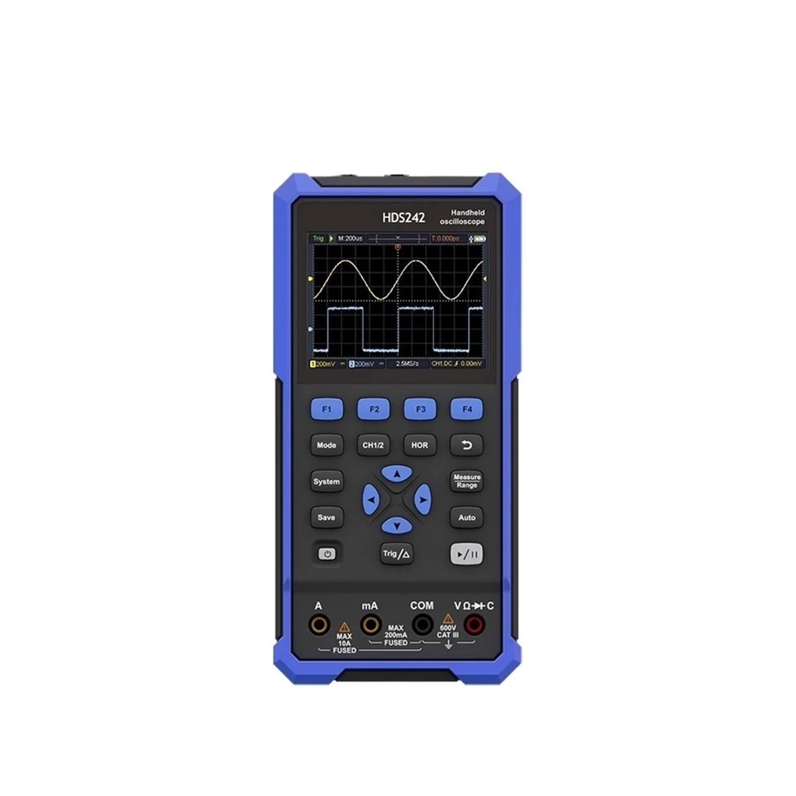 OSHZIKJII HDS2202S Handheld Digital Oscilloscope 200MHz 1GS/s 3 In 1 2Channels Osciloscopio Multimeter +1CH Generator(HDS242)