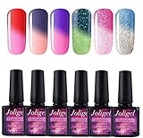 Colores de efecto camaleón: Con 6 unidades múltiples series, el color de este set de esmaltes en gel se cambia por diferentes temperaturas