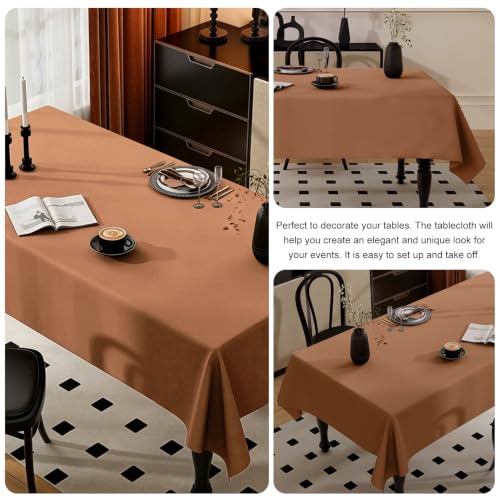Image of 4 Pack Rectangle Tablecloth for 6 Foot Tables Washable Polyester Table Cover for Wedding Dining Table Parties Banquet (4, Brown, 60inch x 102inch)