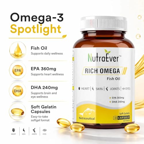 Image of Omega 3 Fish Oil Capsules | 600mg EPA & DHA Omega-3 Fatty Acids | Supports Heart, Brain, Eye & Joint Health | Fish Oil Softgel Supplement for Men & Women | 30 Capsule Pack of-2