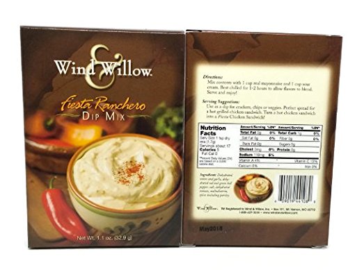 Wind & Willow Dip Mix 4 Flavor Variety Bundle: Loaded Cheddar, Bacon Ranch, Asagio & Roasted Garlic And Fiesta Ranchero (4 Packs Total) #TOP4