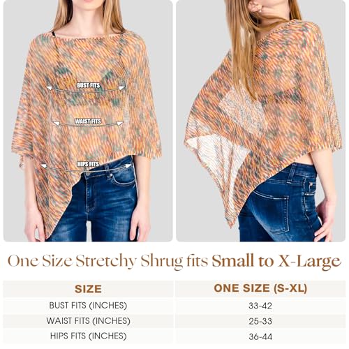 Image of Women Sheer Poncho Shrug Summer Sheer Blouse Top Lightweight Poncho Bolero for Evening Dress