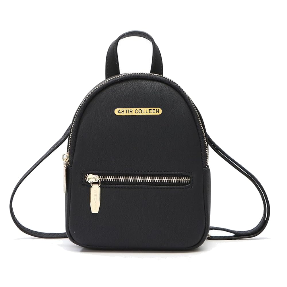 ASTIR COLLEEN Vegan Leather Women/Girls Sling Bag Cum Backpack (Flat-Zip) (Black),10 Litres (B0C9MP1N1B) Amazon Price History, Amazon Price Tracker