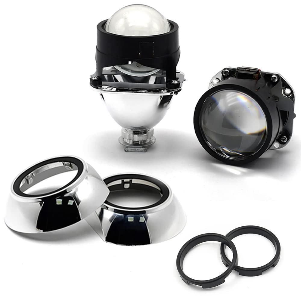 Angel Eyes 2,5 Zoll 8,0 Zoll Projektor Linse 3,0 Zoll Universal Auto Scheinwerfer Stil Scheinwerfer Maske Renovierung DIY H7 H4 Scheinwerfer Linsen LED Angel Eyes (Lens WITH SHROUDS)