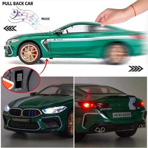 Image of 1:24 B-M-W MH8 800 Diecast Metal Pull Back Car with 6 Openable Doors with Sound and Light Toy Decoration car Best Gift Toys for Kids (1:24 B-M-W MH8 800 - Green)