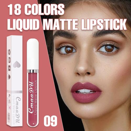 Image of evpct 1Pcs Mauve Liquid Matte Lipstick Lipgloss Set for Women, labiales mate 24 horas originales matte larga duracion 24 Hour Lipstick Lip Stains Long Lasting Waterproof 24, 09#