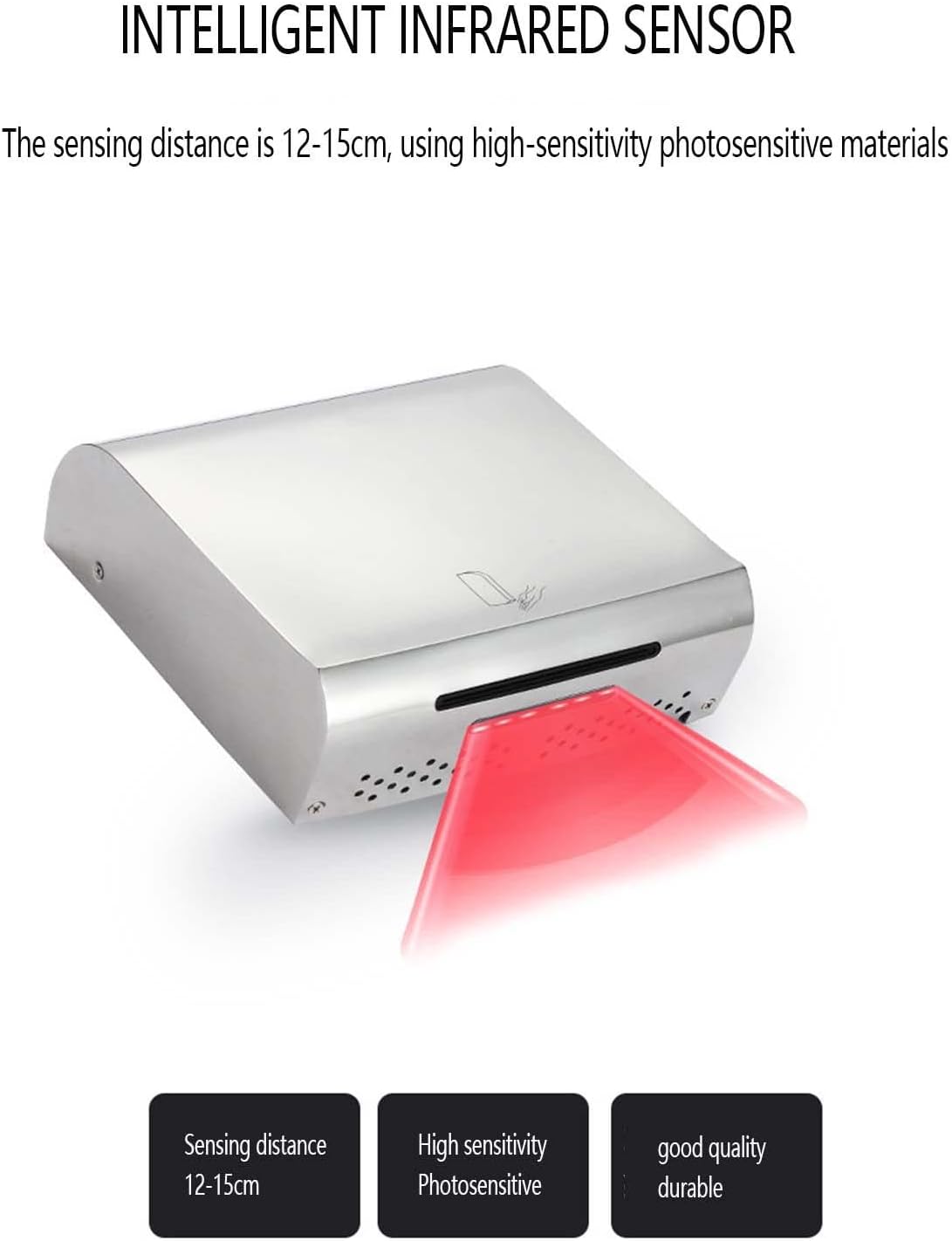 Automatic Induction Ultra-Thin Stainless Steel Hand Dryer - Strong Power Infrared Induction 304 Stainless Steel Automatic Switching Between Hot and Cold,C