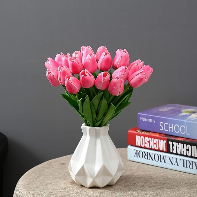 Image of CosaCentrum Beautiful Decorative Artificial Tulip Flower Bunches for Home decor (Pink, Pack of 9)