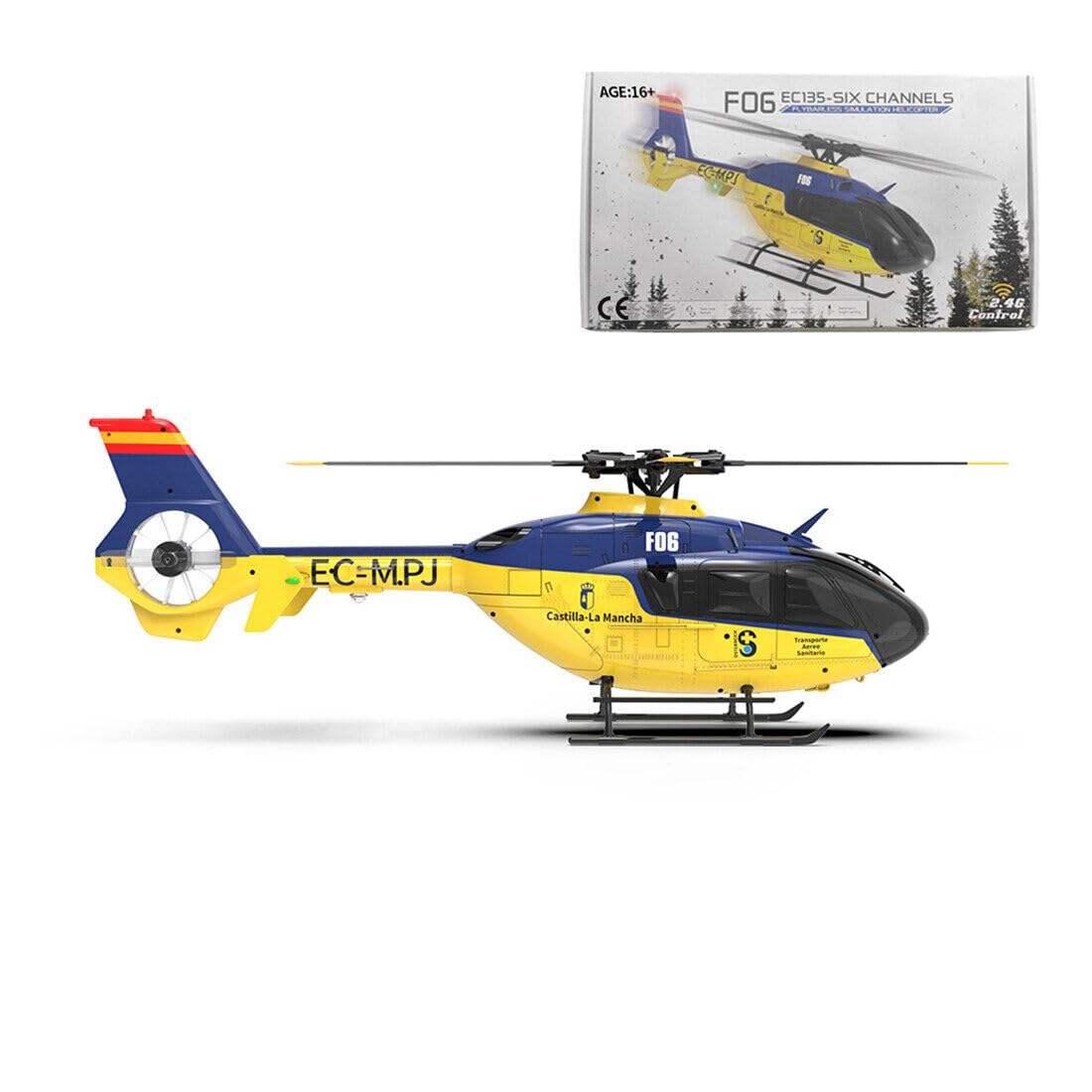 YU Xiang F06 EC-135 RC elicottero, 1/36 a 6 canali senza spazzole 3D/6G RC Elicottero modello giocattolo per principianti (versione TF)