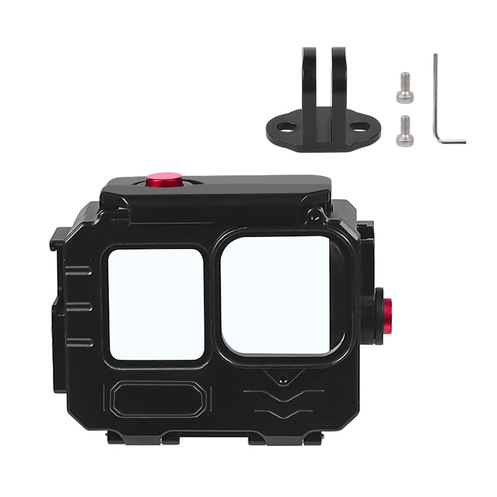 NovelGoal Aluminum Alloy 80 Meters Diving Waterproof Housing Case Underwater Vlog Shell Protective Frame Compatible with Gopro 12 11 10 9 Action Camera (Combo B,Standard)