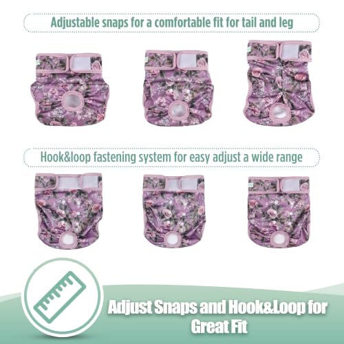Image of wegreeco Female Dog Diapers, Washable Reusable Pet Puppy Doggie Diapers for Small Medium Large Female Dogs in Heat Period, Doggy Period Panties, 5 Pack, Medium, A Sea of Flowers