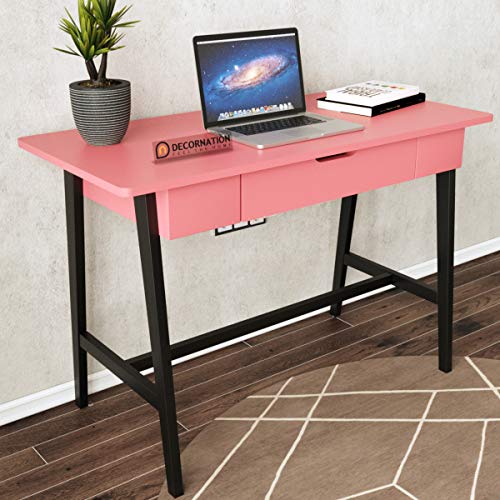 Image of DecorNation Zane Dressing Table, MDF Solid Wood Table with Storage Drawer for Home (Pink)