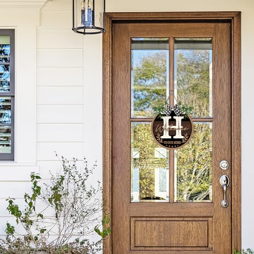 Monogram Letter H Front Door Sign, Welcome to Our Home Family Last - Image 4