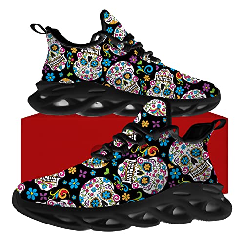 Sugar Skull Shoes for Men Women Road Running Shoes Sport Walking Tennis Sneakers Cross Trainer Shoes Gifts for Boy Girl4