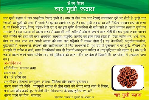 Image of Siddha 4 /Four Mukhi Pure Rudraksha, Laboratory Certified, Carefully Capped with Silver Between Nepalese Beads with Handmade Tassel, Size 16mm-22mm, Color-Brown (4 Mukhi Silver Rudraksha)