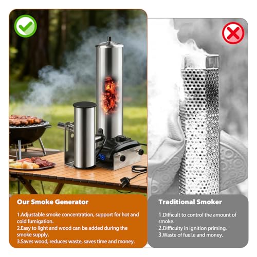 Kaltrauchgenerator aus Edelstahl, Elektrisch Rauchgenerator mit Pumpe, Tragbares Räucherofen Elektrisch Zum Räuchern von Lebensmitteln und Fleisch, BBQ Rauch-Erzeuger