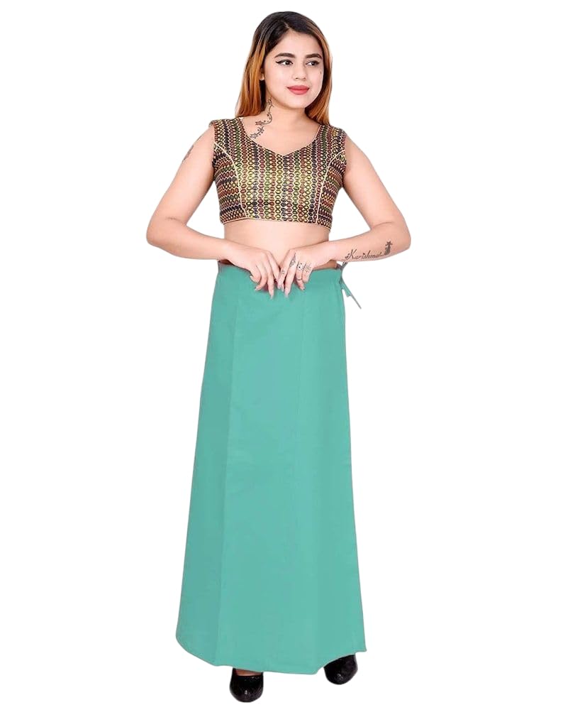 ocean store Women’s Cotton Plain Solid Saree Petticoat Free Size, Drawstring, 100% Cotton-picture-38