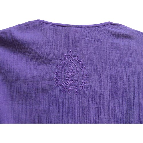 Mens Indian Purple Bohemian Crinkled Gauze Cotton Embroidered Tunic Shirt Kurta2