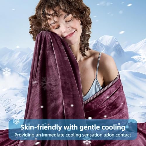 Image of inhand Cooling Blanket Full Size (80 inchx90 inch), Cooling Blankets for Hot Sleepers, Absorbs Heat to Keep Adults Cool for Summer Nights Sweats, Thin Cold Lightweight Blanket for Couch Bed, Purple