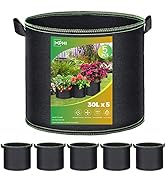 iophi 5X Pflanzsack Pflanzentasche 30 Liter aus Vliesstoff, Pflanzsäcke für Dauerbepflanzung, Wie...